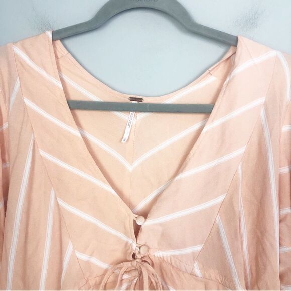 FREE PEOPLE | Samifran Petal Combo Ruffle Long Sleeve Top Women’s Size Large - Picture 6 of 14